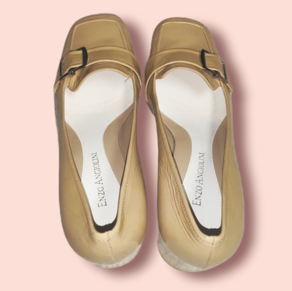 Patent square-toe buckle loafer heels - Picture 3 of 12